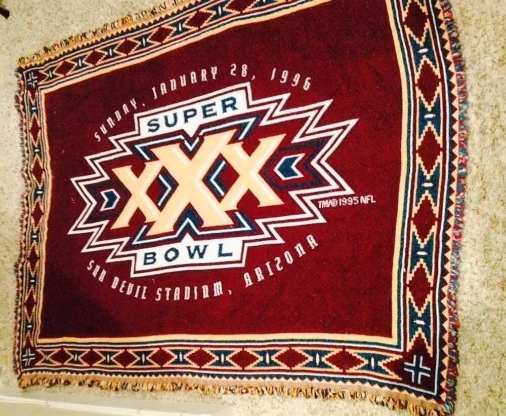 1996 SUPERBOWL 30 NFL THROW BLANKET 4.5 FT LONG 41' WIDE TEAM SUN DEVIL STADIUM